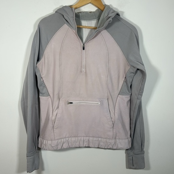 Lululemon Lets Get Visible Hoodie 10 Blush Pink Grey Slim‎ Fit Run ILuminate - Picture 2 of 9